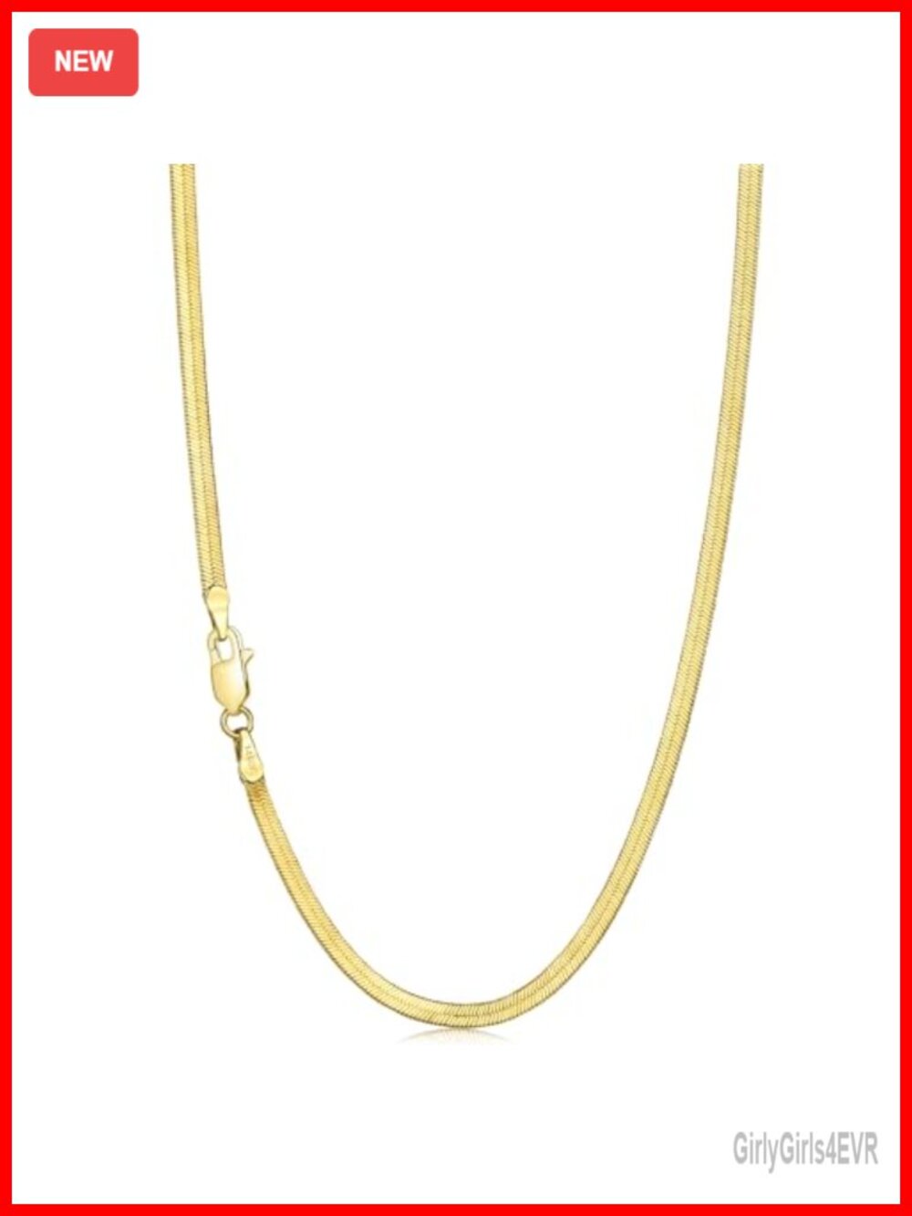 14K Gold Filled 3mm Herringbone Necklace 16in Lobster Clasp